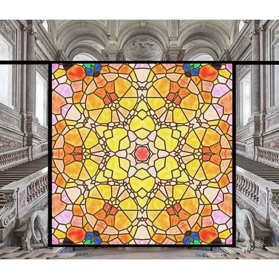 Film Vitrail Autocollant Pour Fenêtre - 30x60 Cm - Translucide Motif Religieux - Décoratif Et Intimité