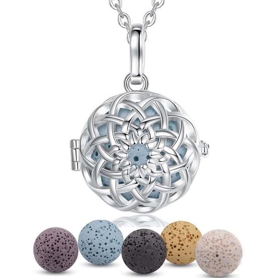 Kit DIY De Colliers Diffuseurs D'Huiles Essentielles - 4 Pendentifs En Laiton Avec Perles De Lave - 13