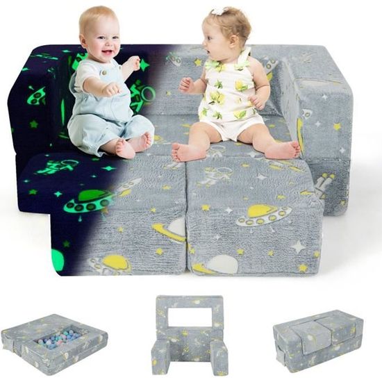 millybo Canapé pour enfant avec fonction de couchage 3 en 1 - Pliable -  Avec fonction lit - Pour filles et garçons - Mini canapé - Canapé pour  chambre