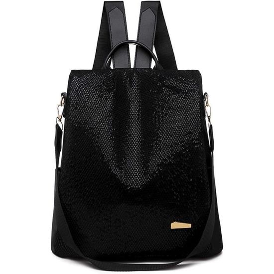 Sac à Dos Femme étudiant – Design Simple, Polyvalent, Pour Quotidien, Voyage, école (noir)