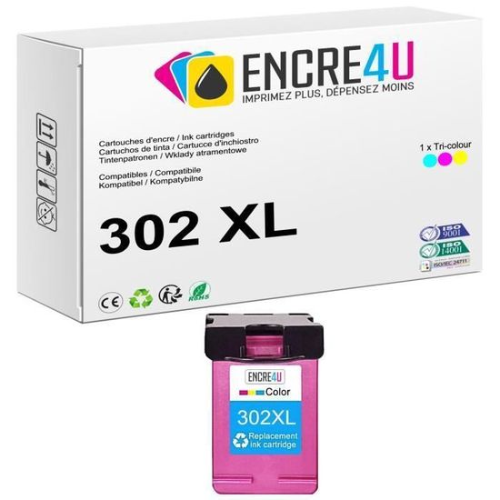 Cartouches Compatibles HP302 XL - Pack Pour HP DeskJet 2130, Envy, OfficeJet - 1 An Garantie