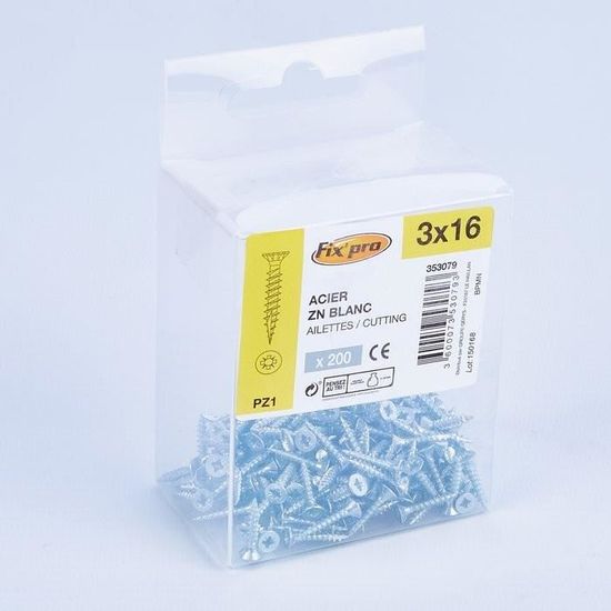 Vis à Aggloméré Viswood Tête Fraisée PZ Acier Zingué 3x10 Mm - Neuf - Lot