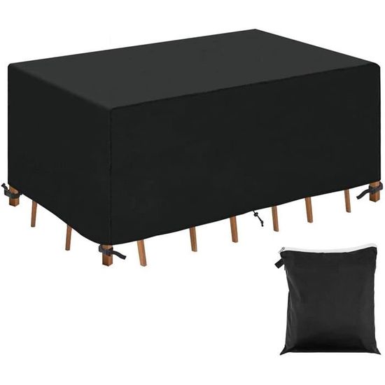 Housse De Protection 4 Pièces Pour Salon De Jardin - Tissu 420D Imperméable, Avec Cordons De Serrage, Noir