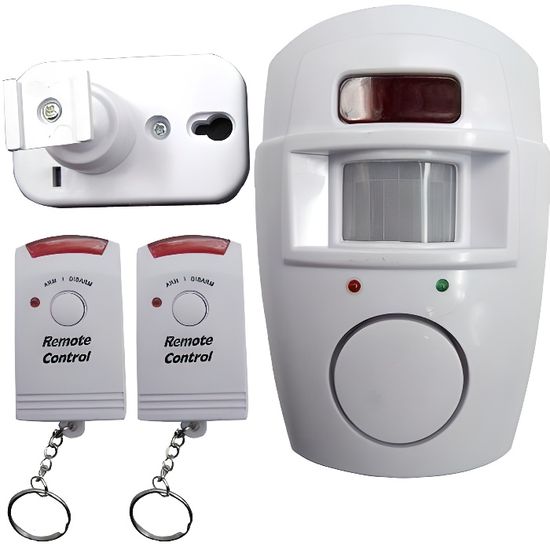 Mengshen® Alarme Sirène Sans fil Sécurité Infrarouge IR PIR Capteur Détecteur de Mouvement 2 télécommande pour Maison Domestique ...