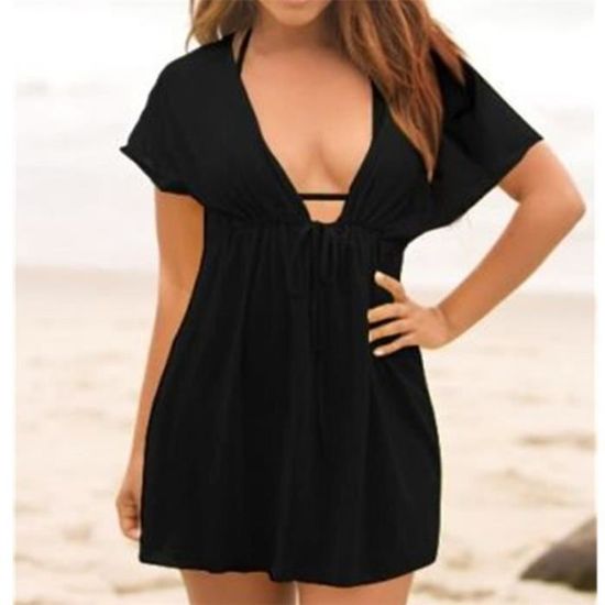 Robe de plage,Mini robe de plage transparente en mousseline de soie pour femmes,maillots de bain 