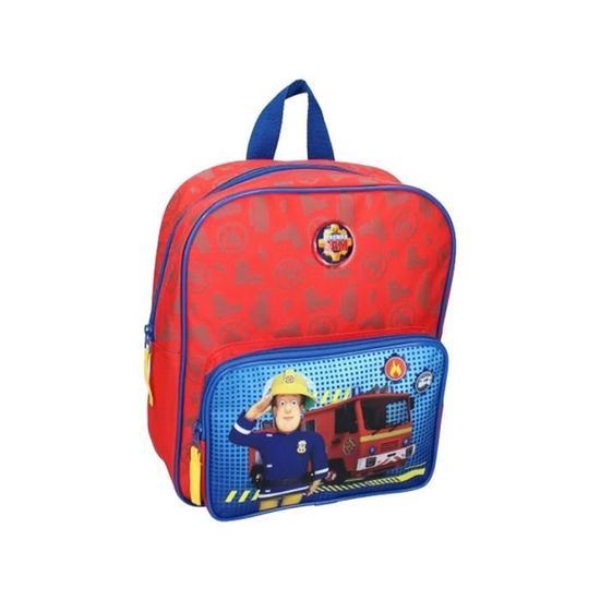 Sac à Dos Sam Le Pompier – Pour école, Fournitures – Polyester, Nombreuses Poches, Bretelles Réglables