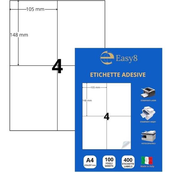 100 Étiquettes Autocollantes A4 Blanches - 210x148,5mm Pour Colissimo, Mondial Relay Et Adresses