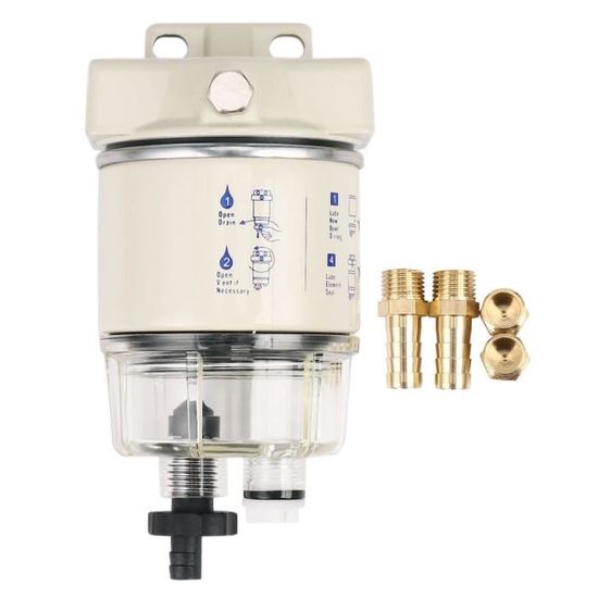 Filtre à Carburant Semoic R12T - Séparateur Eau Essence, 15 GPH, Pour Moteur Marin Ou Auto