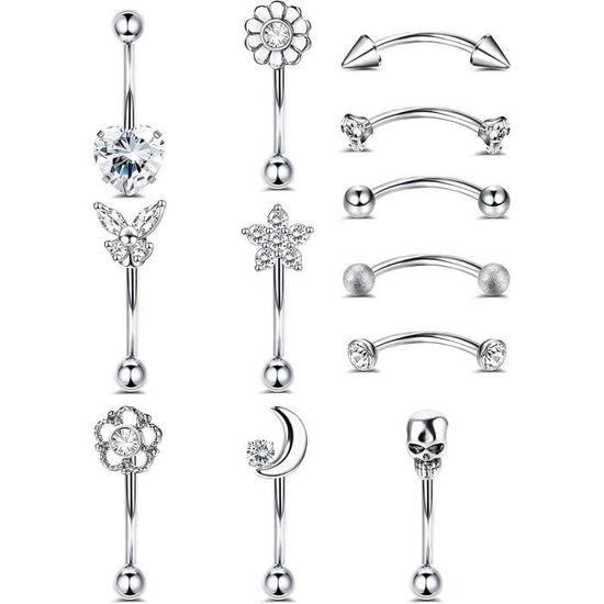 Bijou Piercing Sourcil WARRIOR - Barre Courbe 16G 1.2mm Acier Chirurgical 316L Stérilisé - Boules 3mm