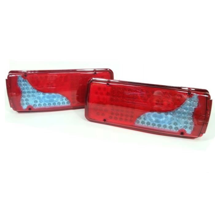 2 x 12V LED FEUX ARRIERES CAMION REMORQUE PLATEAU CARAVANE FOURGON 6 FONCTIONS