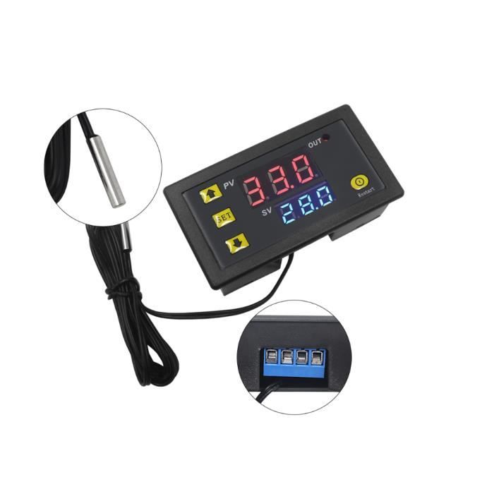 Thermomètre de régulateur de commutateur de commande de température de thermostat de W3230 DC 12V avec LED