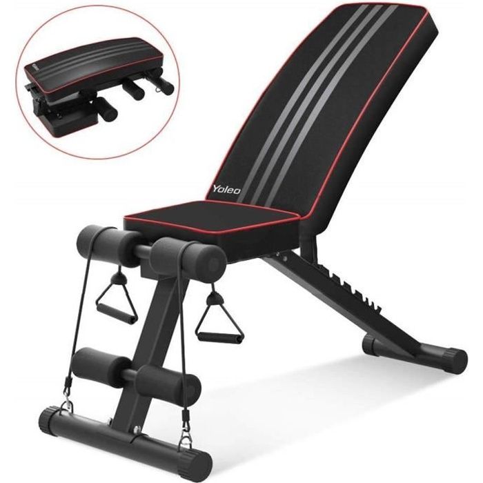 YOLEO Banc de Musculation Pliable Multifonction Sit-up Fitness Musculation Bras Gym Domicile Bureau Maison