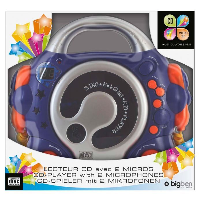 BIGBEN CD47BL LECTEUR CD AVEC DEUX MICROS BLEU