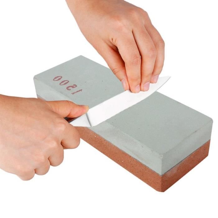 Pierre à aiguiser Aiguiseur de couteaux Double face 10*3.5*2.5cm 400#+1500#