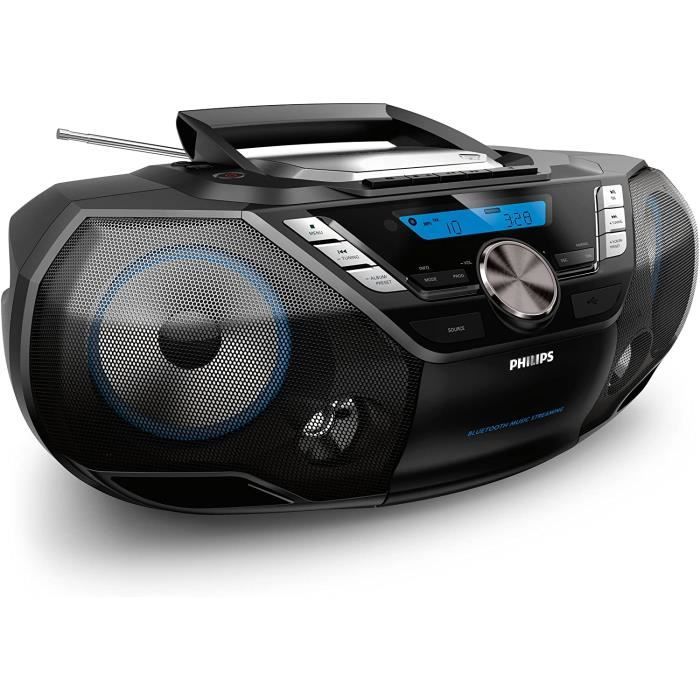Philips AZB798T/12 Lecteur CD Portable,Lecteur CD Bluetooth (USB Direct, Radio DAB+/FM,MP3-CD,Cassette,12 W,Une Chaîne Tout en Un) N