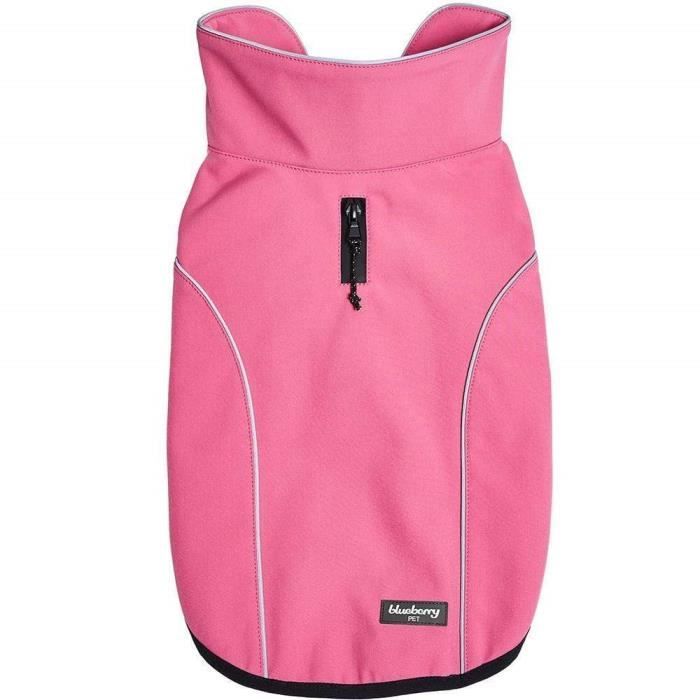 Blueberry Pet Veste pour chien imperméable et réfléchissante, Rose, Longueur du dos 61cm, chaud et léger pour l'extérieur