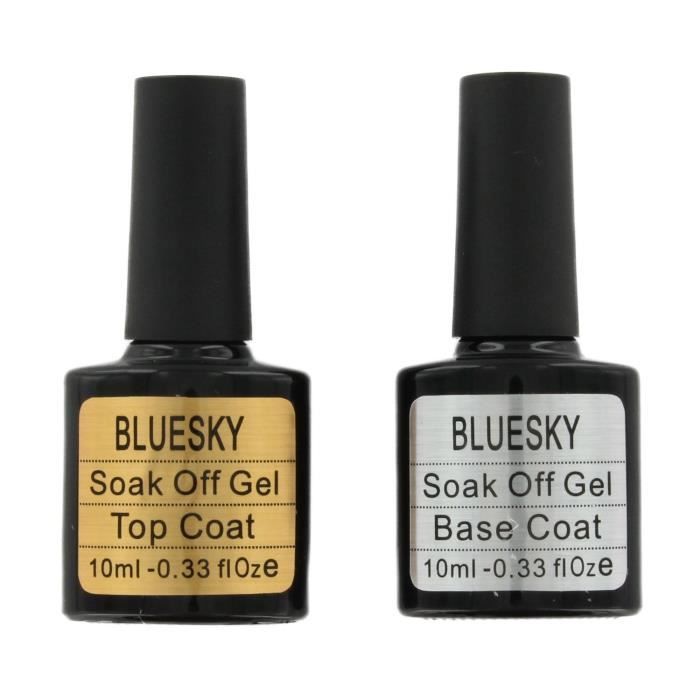 Bluesky Top Base Coat Kit de Vernis à Ongles Gel Semi Permanent UV-LED Flacon de 2 x 10 ml: Beauté et Parfum