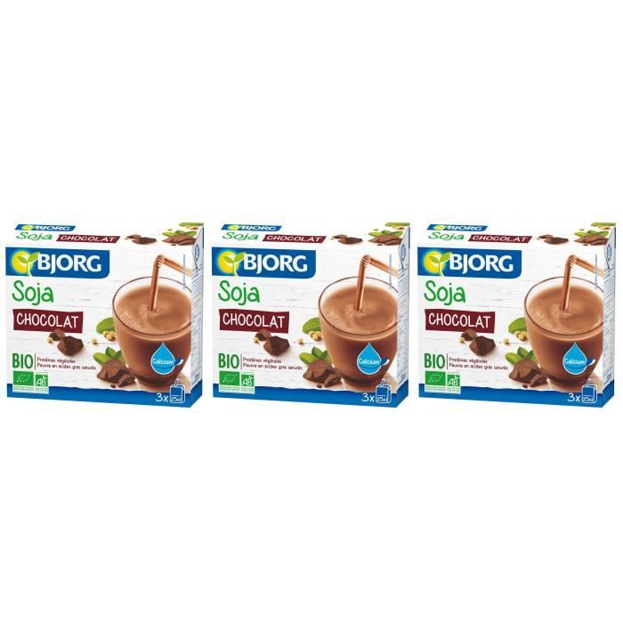 BJORG Mini Soja Chocolat Calcium Bio 3X25cl X3