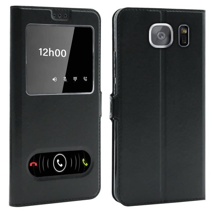 Coque Samsung Galaxy S7, Double Fenêtre - Noir