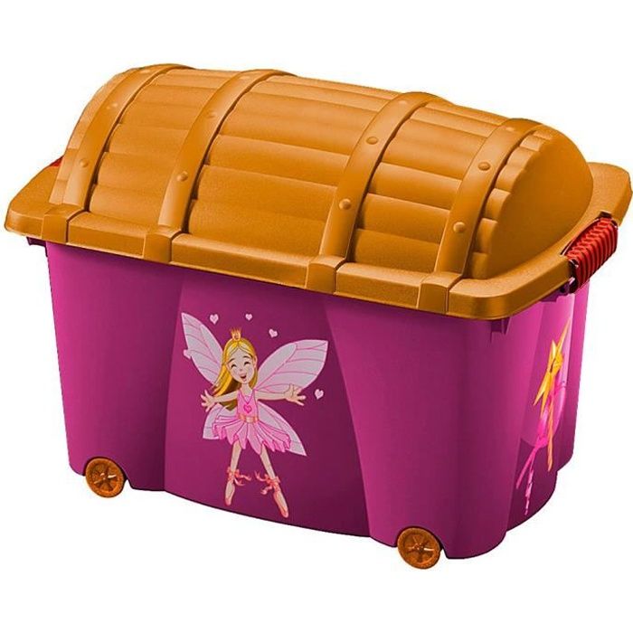 Boîte de rangement motif fée 50L avec couvercle Jouets chaussures vêtements