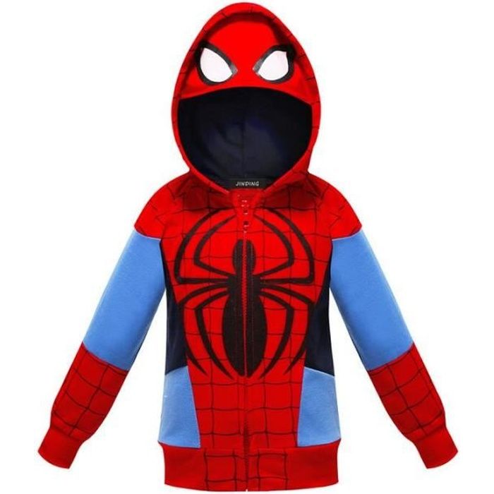 cosplay garçon Veste zippee Encapuchonné sweatshirt Chandail Spiderman rouge