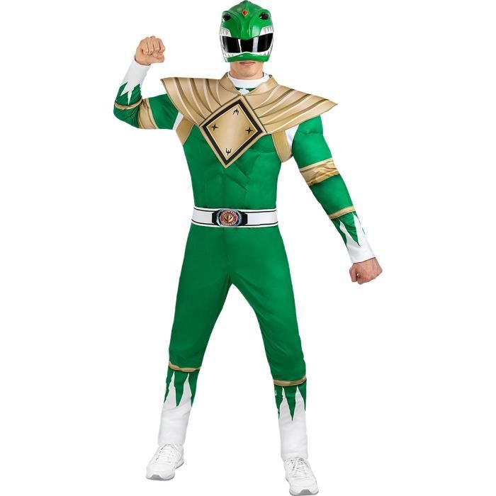 FUNIDELIA Déguisement Power Ranger Vert - Déguisement pour homme et accessoires pour Halloween, carnaval et fêtes.Taille: M