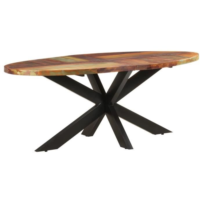 2542BEL® Table de salle à manger Table Cuisine pour 4-6 Personnes,Table de Salon Seule,ovale 200x100x75 cm Bois de récupération soli