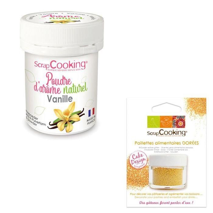 Arôme alimentaire naturel en poudre Vanille + paillettes dorées