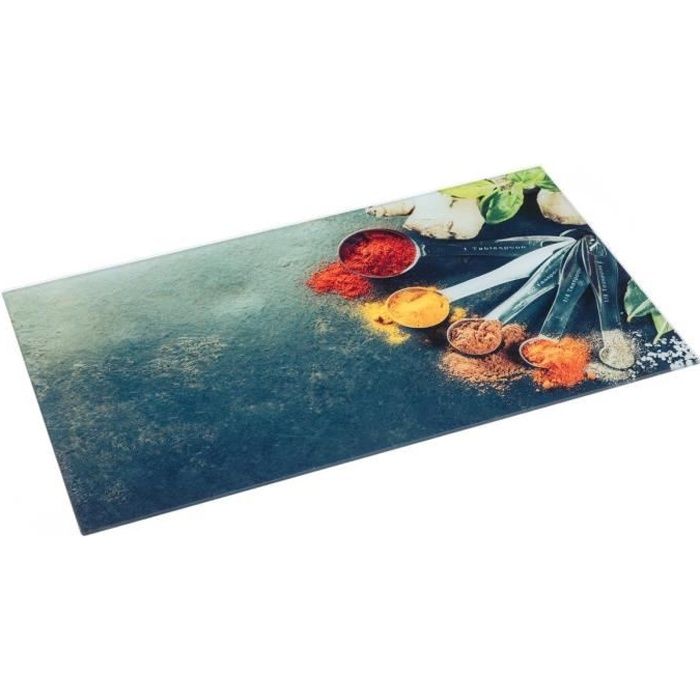 Secret de Gourmet - Planche à découper en verre 52x30 décor épices Epice