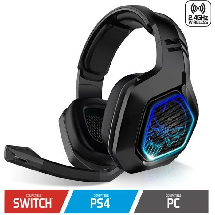 Casque micro sans fil gamer XPERT-H900 2,4 ghz pour PS4/Xbox one/Switch/PC/Mac Rétro éclairé bleu - 10h d'autonomie