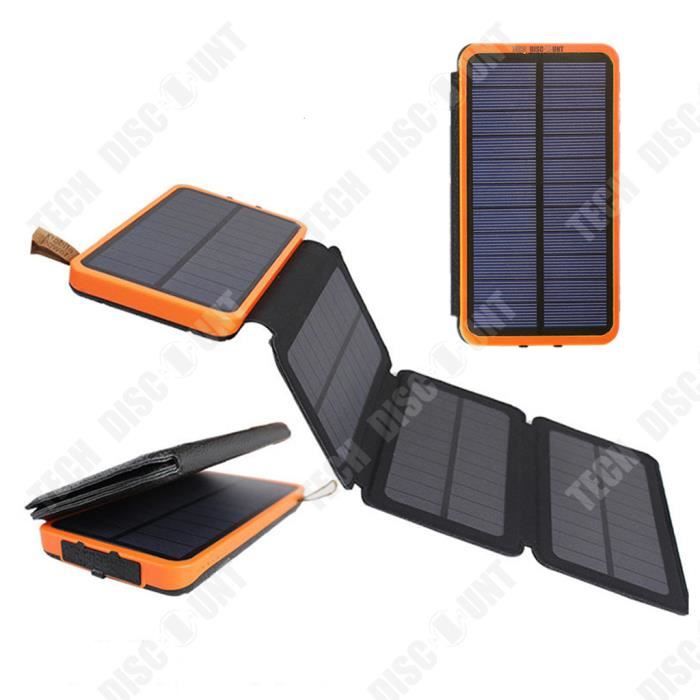 TD® Banque d'alimentation solaire Portable 20000mAh Banque d'alimentation extérieure pliante à charge rapide largement compatible