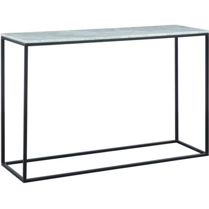 Console design ARETHA - Marbre et Métal - Blanc et Noir
