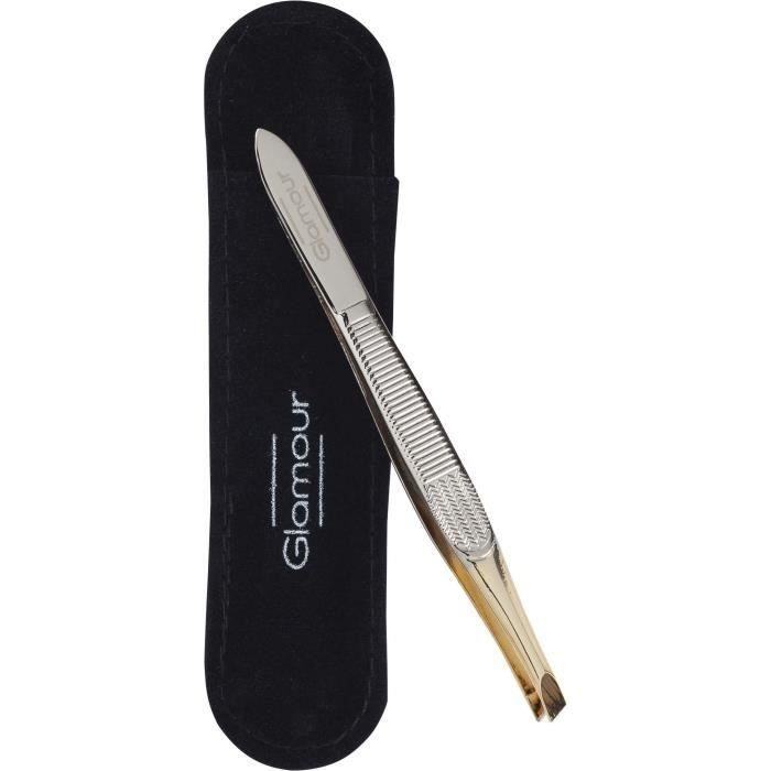 GLAMOUR Institut Pince à Epiler Mors Biais avec Pochette