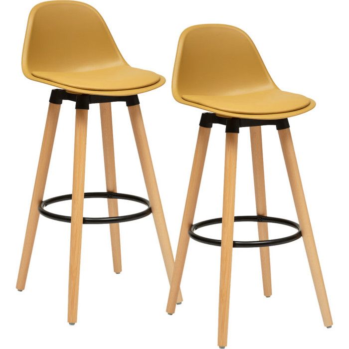Lot de 2 tabourets bar déco style scandinave Maxon Atmosphera - 425x395x92 - Ocre