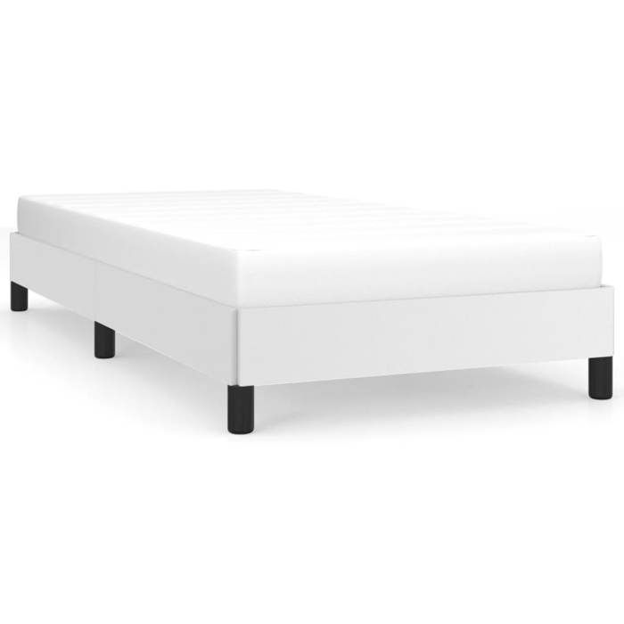 Lit adulte - 90x190 cm lit simple Cadre de lit Blanc Similicuir CHY26012078