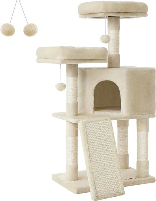 Meilleurs prix pour Arbre à Chat, Tour Poteaux à Gratter 115 cm, Beige PCT141M01