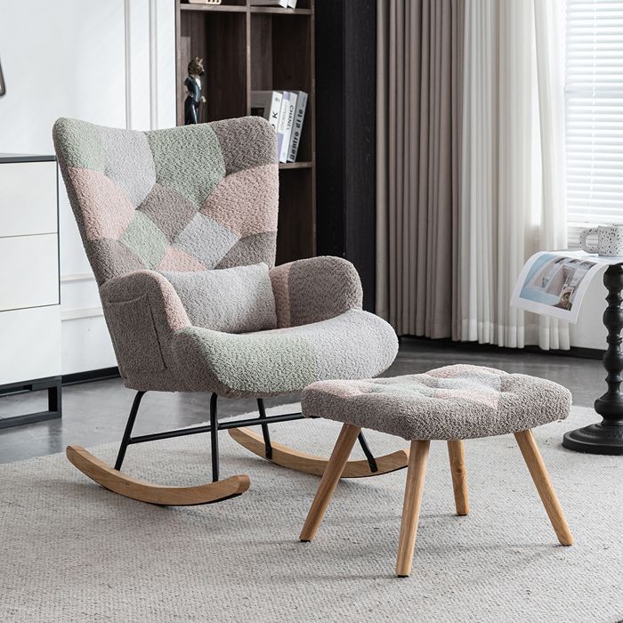 Fauteuil à bascule confortable et coloré dassise Repose-pieds inclus Coussin lombaire - SWEIKO - Multicolore