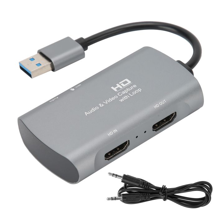 Carte de capture audio vidéo HDMI portable vers USB 2.0 Loop Out 1080P 4K 30Hz HDMI Video Grabber