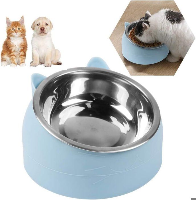 1 gamelle pour chat de 400 ml, gamelle surélevée pour chat, plate-forme inclinable à 15°