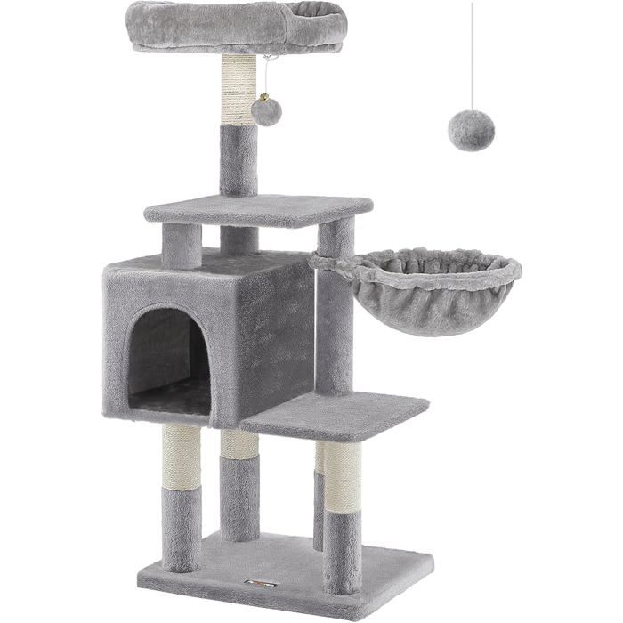 Comparer les prix de Feandrea Arbre À Chat Multi-NiveauxHauteur 110CmNicheGris Clair Pct52W