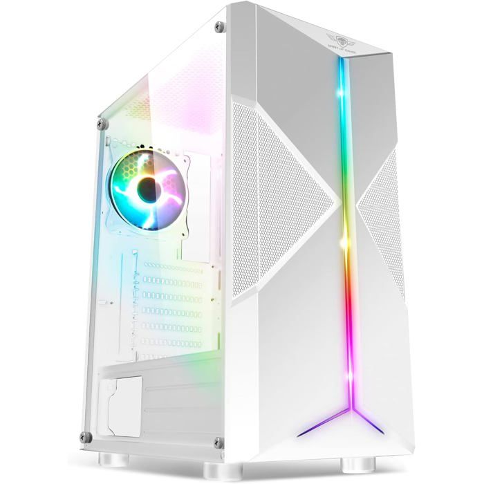 Boîtier PC Gamer Blanc RGB ATX/Matx/Itx avec Verre Trempé & Ventilateurs ARGB