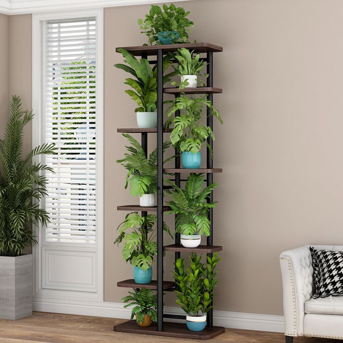 VIEWALL Étagère à Plantes 11 Niveaux Bois Massif - Escalier Fleurs Multifonction Pour Intérieur Extérieur Balcon Salon