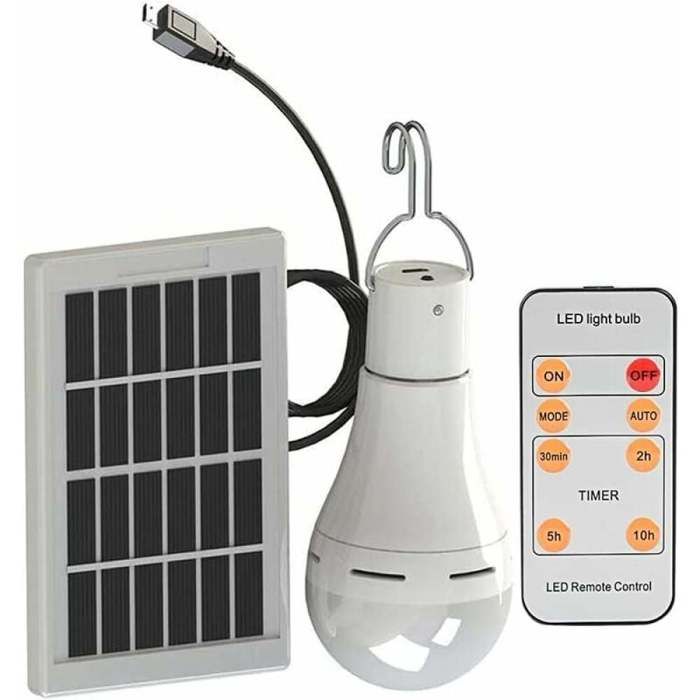 Solaire Alimenté Ampoule Led - Portable Usb Charge Lantern Lampe Spotlight Intérieur Bureau Cuisine Lecture Avec Panneau Solaire