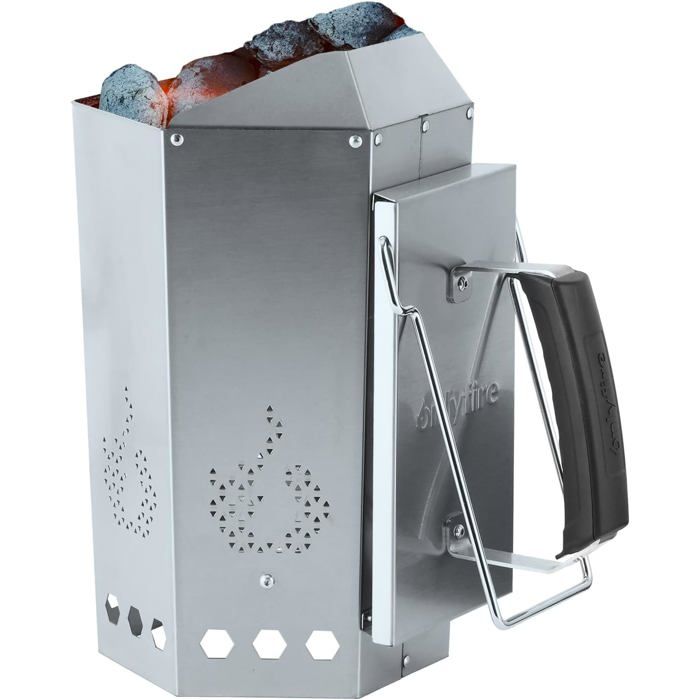 Onlyfire Démarreur De Cheminée En Acier Inoxydable - Allume Charbon Rapide Pour Barbecue Avec Poignée Thermique Et Ventilation Optimale