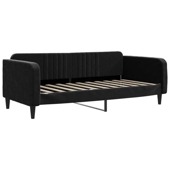 Lit de repos pour salon noir 90x190 cm velours LL227356
