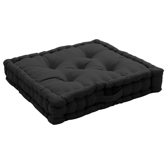 Coussin de sol uni en pur coton Gris anthracite 50x50x10 cm