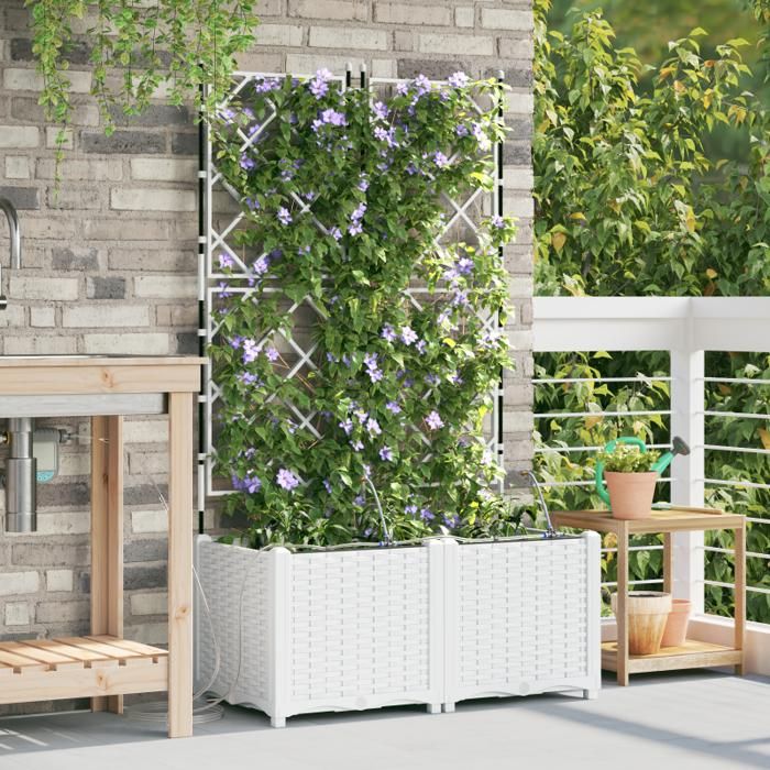 Jardinières - Pack de 2 - Système dirrigation intégré - Finition waterproof - Design élégant