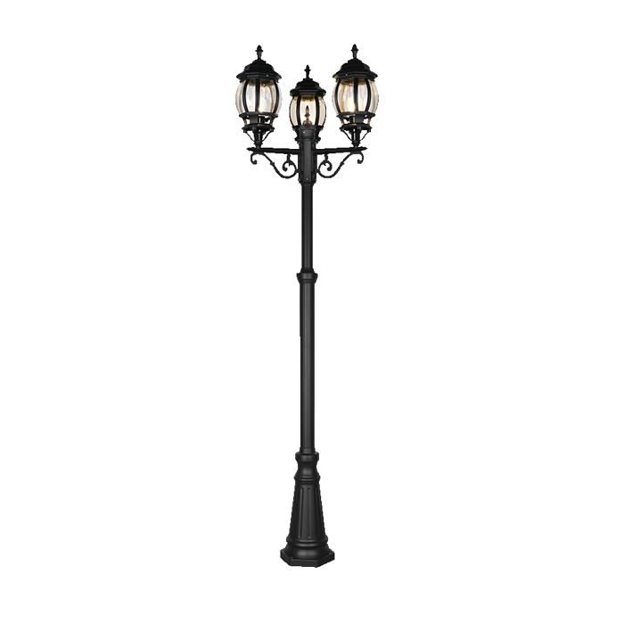 Lampadaire 3xE27 max. 60W IP44 Fonte dAluminium Noir Mat - Trio - Elvo