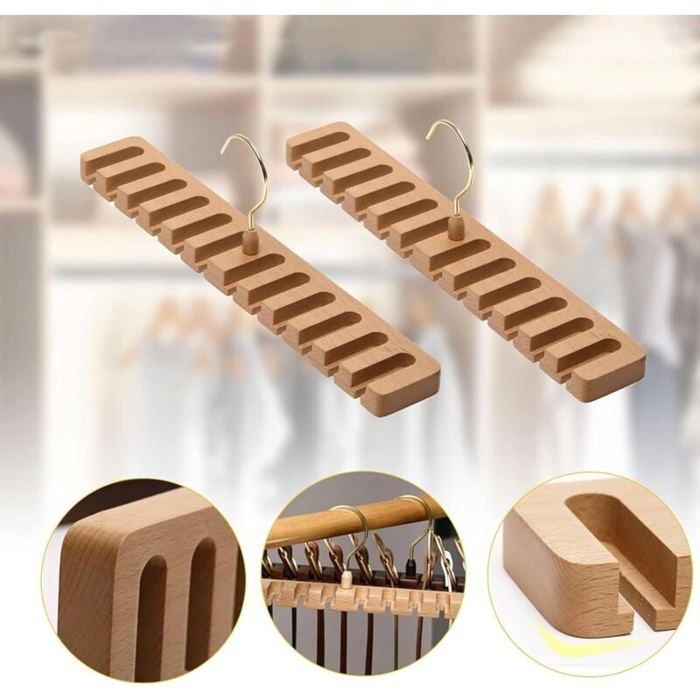 Sewroro Porte-Ceintures Mural Noir 20 Crochets Rotatif