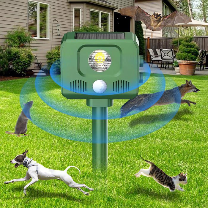 Répulsif solaire pour chats de jardin jardin avec lampe flash LED et détecteur de mouvement Pir étanche IP44 répulsif à